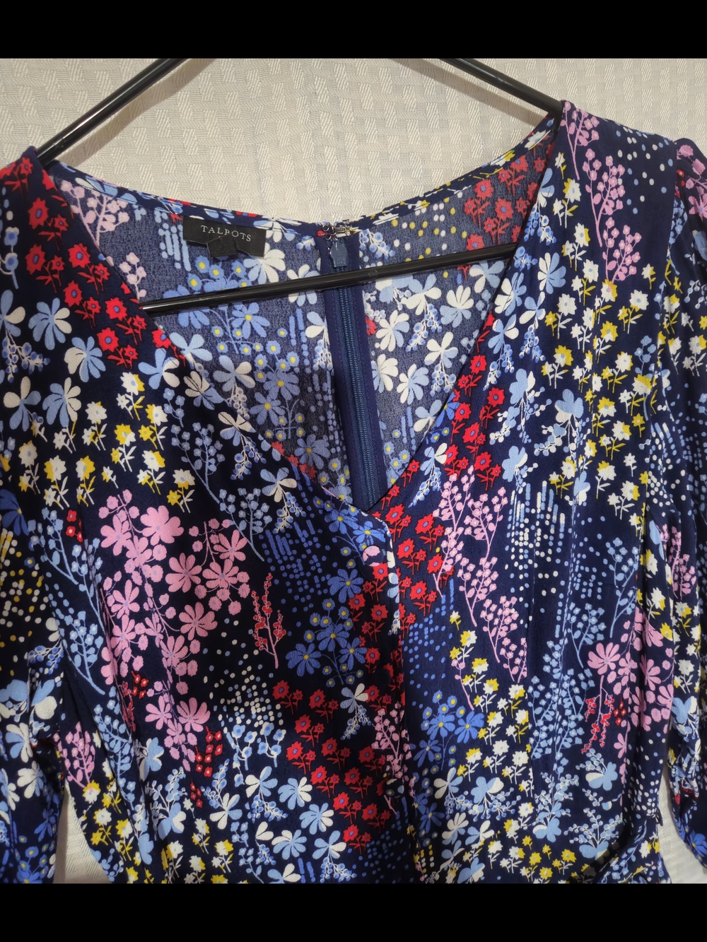 Talbots Navy Floral Button-Front Midi Dress Size 12p - Picture 5 of 13